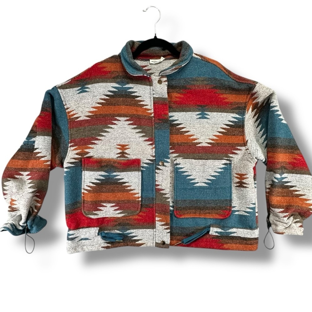 Vintage Southwestern Aztec Print Zip-Up Jacket Size Medium Multicolor